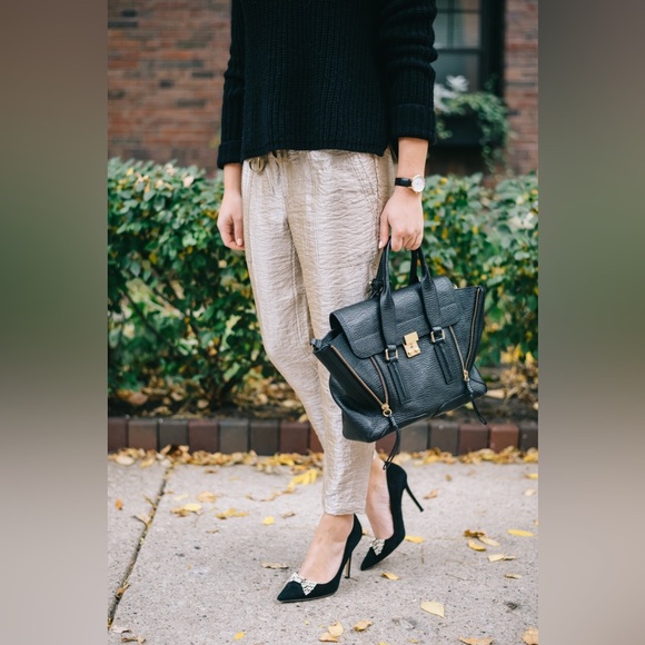 3.1 Philip Lim Medium Pashli Satchel in Black/Gold - Picture 1 of 6